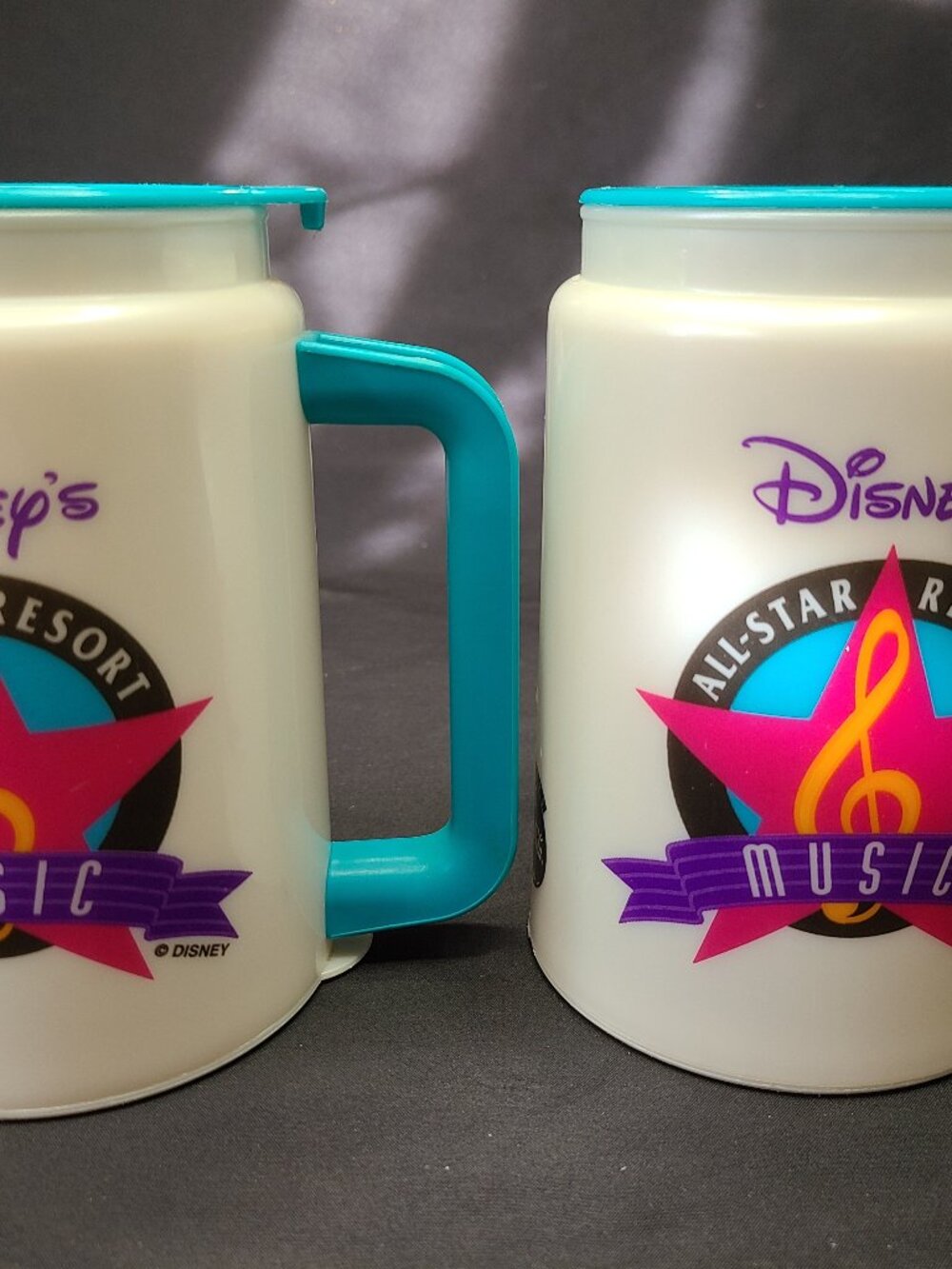 Vintage Disney's All-Star Music Resort Refillable Travel Mug Pair Set of 2 Teal